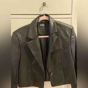 Zara cropped leather blazer